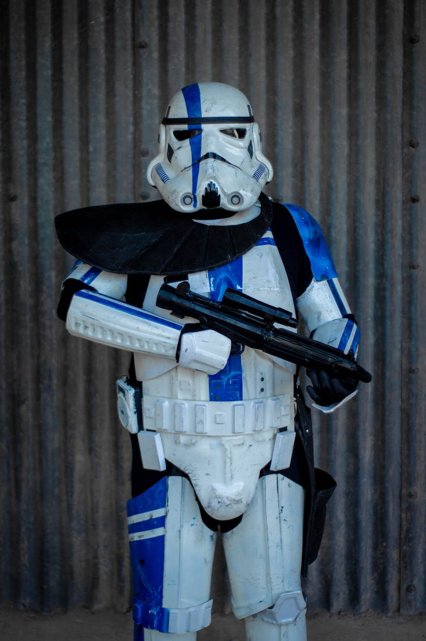 a person wearing a storm trooper costume